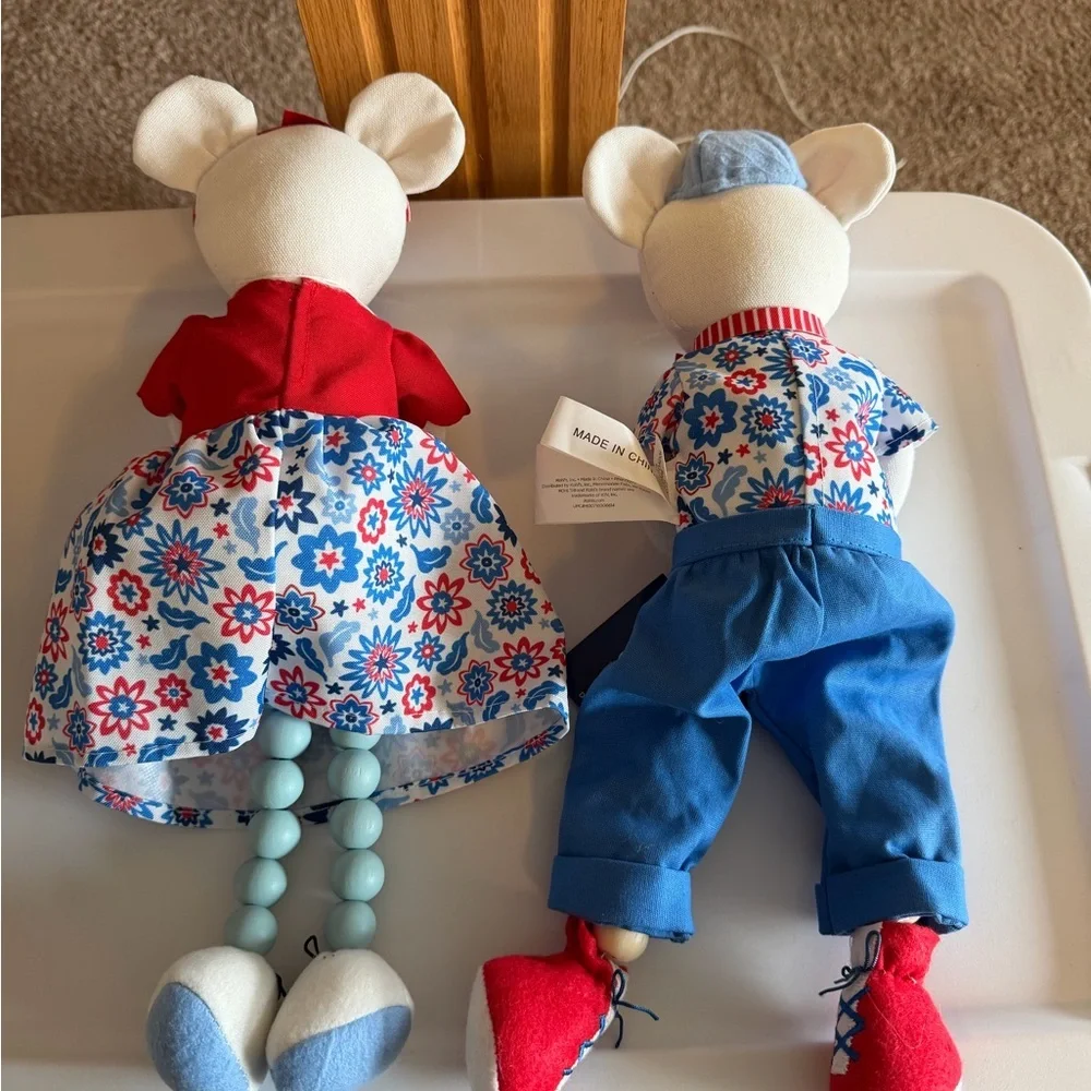 Patriotic‎ Plush Mouse Pair - Red, White & Blue